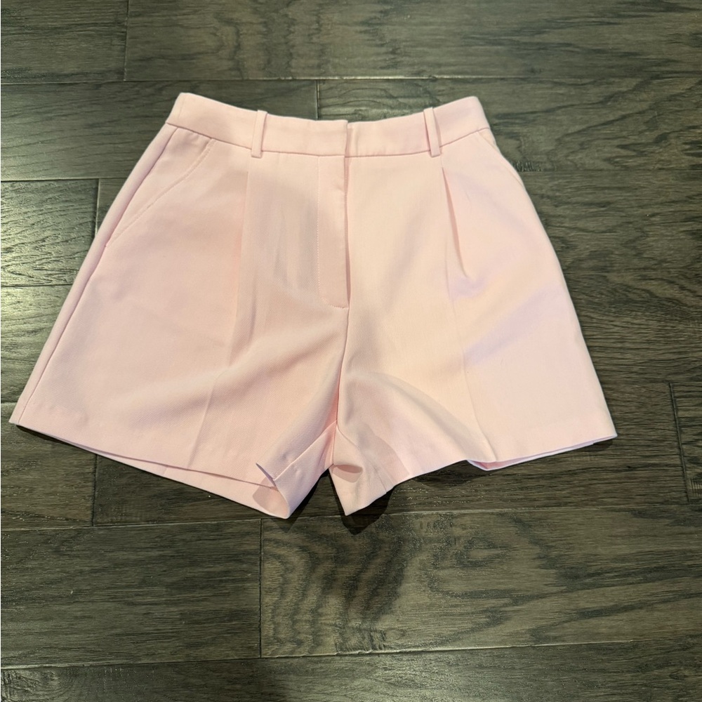 Zara Light Pink High-Waist Tailored Shorts